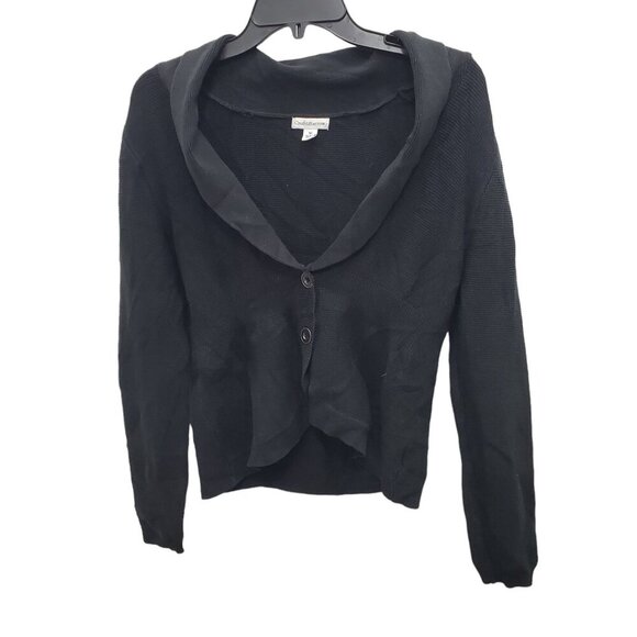 Croft & Barrow Women's Black Fold Over Lapel Knit Button Up Cardigan Size M - Picture 1 of 6